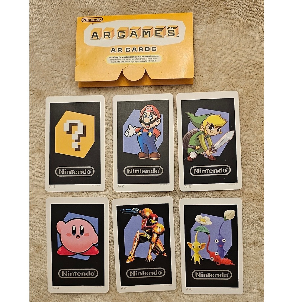 Nintendo 3DS AR Games Augmented Reality Cards Set of 6 Mario Link Kirby Samus